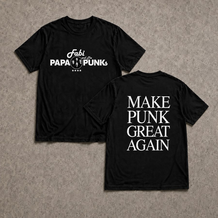Fabi and The Papa Punks MPGA Shirt, Vorder- und Rückseite, schwarz